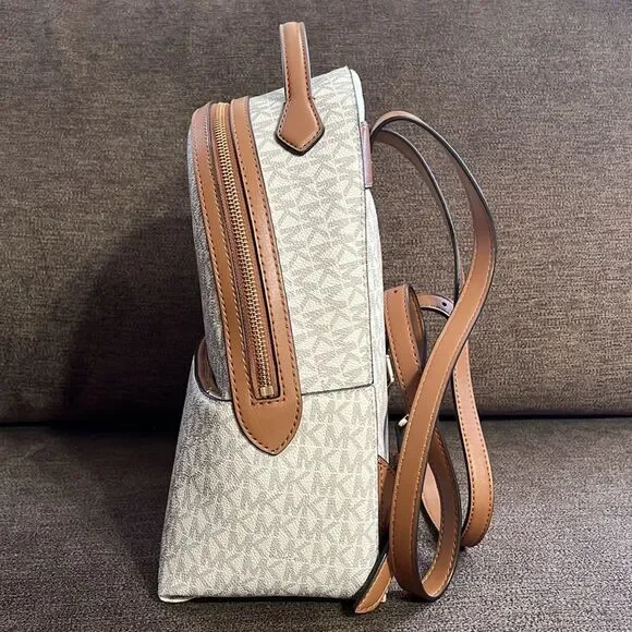 New Michael Kors Valerie Medium Logo Backpack in Vanilla/Acorn - Picture 4 of 16